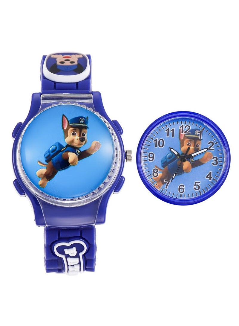 HIHILOOK Blue PAW Patrol Cartoon Flip Cover Children's Watch - Image 1