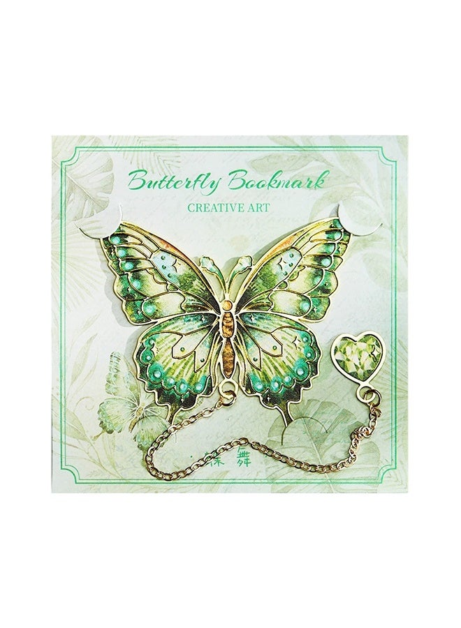 Women's Butterfly Bookmark, Aesthetic Vintage Metal Bookmark with Chain, Suitable for Reading Ladies, Book Lovers, Unique Green Butterfly Bookmark Gifts - Image 1