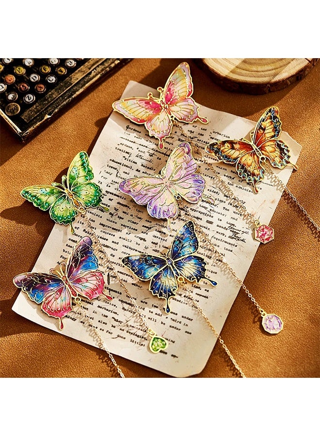 Women's Butterfly Bookmark, Aesthetic Vintage Metal Bookmark with Chain, Suitable for Reading Ladies, Book Lovers, Unique Green Butterfly Bookmark Gifts - Image 5