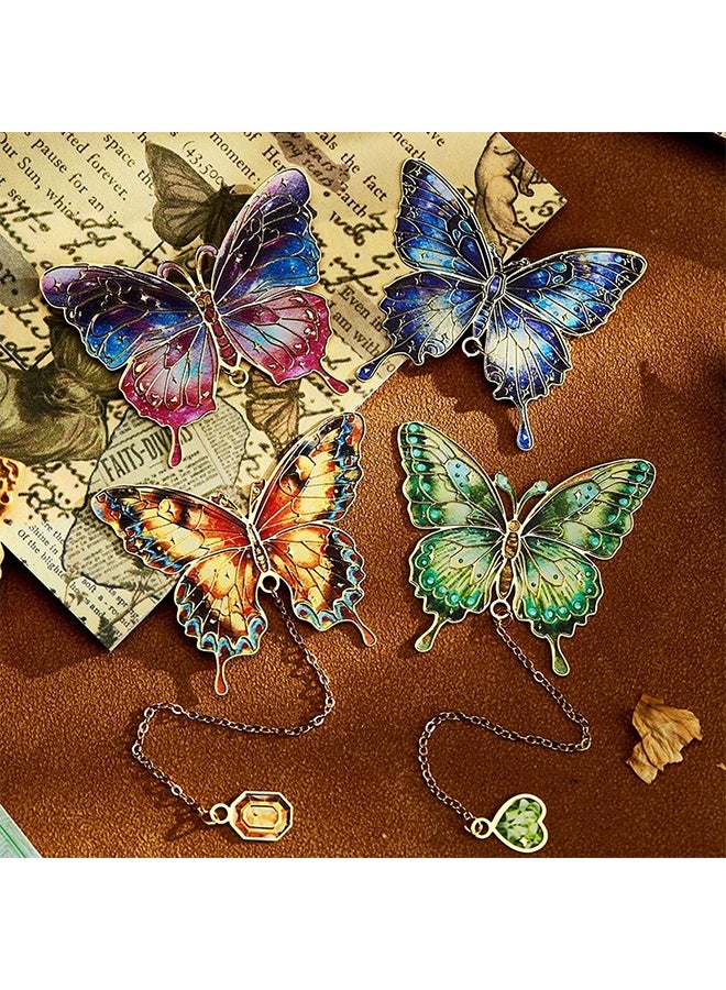 Women's Butterfly Bookmark, Aesthetic Vintage Metal Bookmark with Chain, Suitable for Reading Ladies, Book Lovers, Unique Green Butterfly Bookmark Gifts - Image 3