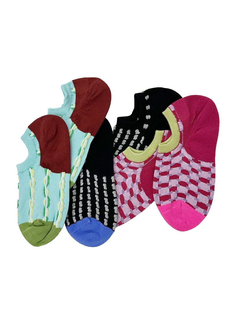 جوارب نسائية من القطن، 3 أزواج، ناعمة وقابلة للتنفس، ألوان وتصاميم متنوعة - Image 1