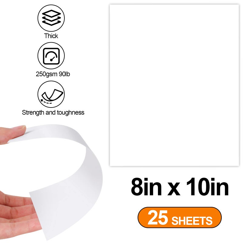 Joyberg White Cardstock, 8x10 Cardstock Paper, 250gsm Thick Cardstock, Smooth Card Paper,90 Lb Heavy Card Stock Paper, Printer Paper For Stationary Printing, Invitations, Cards, Menus, Images(25Sheets) - Image 2