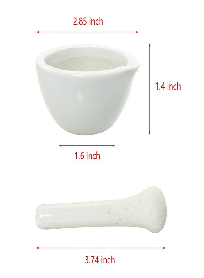 Ruiwaer Mini Porcelain Mortar and Pestle 60ml Mixing Grinding Bowl Crusher Set, White - Image 2
