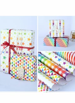 KASTWAVE Gift Wrapping Paper, Happy Birthday Wrapping Paper Recycled Gift Wrapping Paper, Birthday Wrap Paper with Tags Ribbons Sticker Double for Birthday, Bridal Baby Shower, Graduations, Boy, Girl  - Image 5
