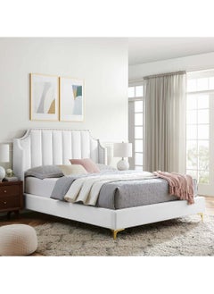 A to Z Furniture Daniella Channel Tufted Bed 180x200cm King size Bed in White Color  - Image 5
