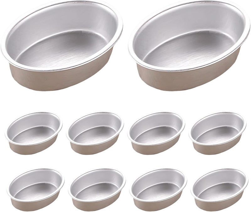 Oval Pans, 10 Pcs, 3.4 X 2.5 X 1 in, Aluminum Cake Molds for Brownies, Loaf and Muffin, Double-Sided Anodized, Rustproof Tart Holder, Lightweight and Perfect for Baking - Image 1
