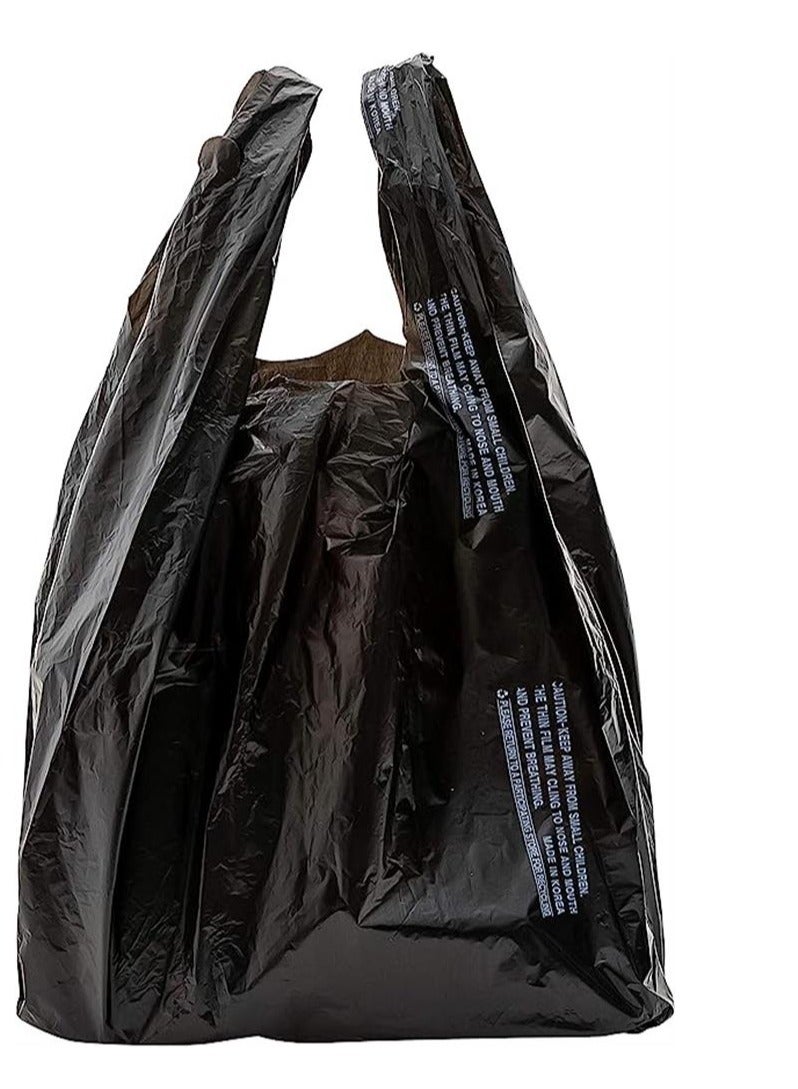 Large Solid Black Household Trash Bag 12 x 7 x 22 Black Bag Strip Handling Bulk Groceries Retail Heavy Duty 100pcs - Image 1