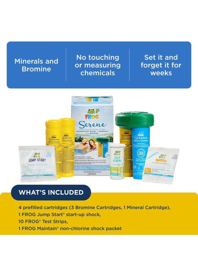 Frog Serene® Floating Sanitizing System + 2 Bromine Cartridges + 1 FROG Maintain® Non-Chlorine Shock Treatments for Hot Tubs - Image 3