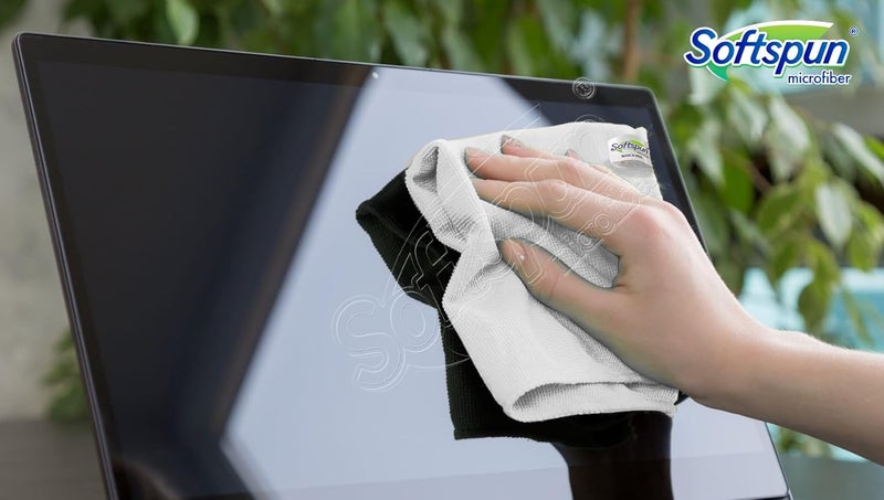 سوفتسبون مناديل تنظيف من الألياف الدقيقة SOFTSPUN الأساسية، 8 قطع، مقاس 30×40 سم، وزن 280 جرام/متر مربع، متعددة الألوان، عالية الامتصاص، خالية من الشعيرات والبقع، مناديل متعددة الاستخدامات للمطبخ، السيارة، النوافذ، والفولاذ المقاوم للصدأ. - Image 3