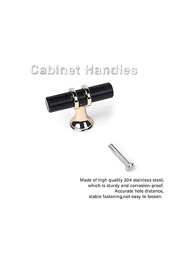 S-TOP 10 Pack Matte Knobs Black Gold Cabinet Pulls, Kitchen Cabinet Knobs T Bar Pull Drawer Knob, Modern Bedroom Furniture Bar Dresser Drawer Single Hole Knobs, Zinc Alloy Base - Image 3