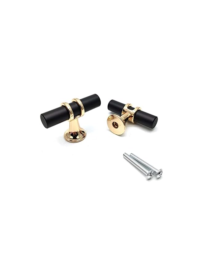 S-TOP 10 Pack Matte Knobs Black Gold Cabinet Pulls, Kitchen Cabinet Knobs T Bar Pull Drawer Knob, Modern Bedroom Furniture Bar Dresser Drawer Single Hole Knobs, Zinc Alloy Base - Image 4