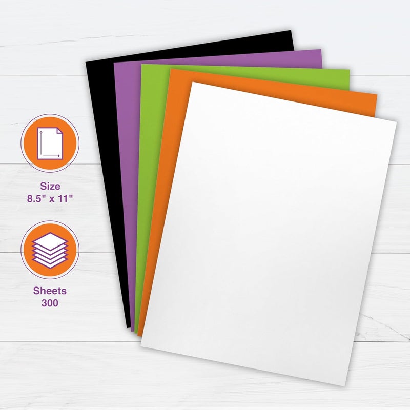 PrintWorks Halloween Paper 8.5" x 11" - 300 Sheets - 5 Assorted Colors - Ideal for School & Craft Projects - Made in the USA - FSC® Certified - 24 lb/89 gsm & 28 lb/105 gsm (00582) - Image 2