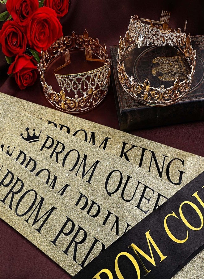 Saintrygo 16 Pcs Prom Crown and Sash Set King Prince Princess Queen Crown Court Sash for 2026 Graduation Dance Night Party(White,Elegance Styles) - Image 4