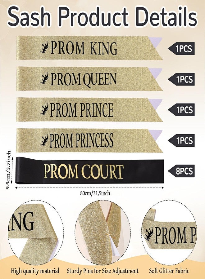 Saintrygo 16 Pcs Prom Crown and Sash Set King Prince Princess Queen Crown Court Sash for 2026 Graduation Dance Night Party(White,Elegance Styles) - Image 3