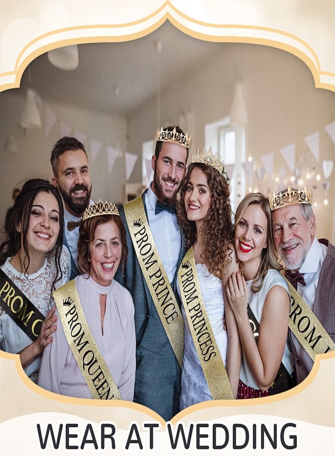 Saintrygo 16 Pcs Prom Crown and Sash Set King Prince Princess Queen Crown Court Sash for 2026 Graduation Dance Night Party(White,Elegance Styles) - Image 5