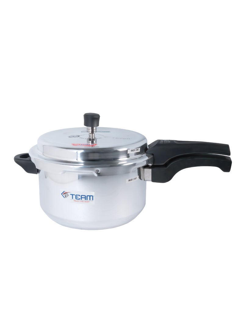 TEAM Pressure Cooker 5 Liter – Heavy‑Duty Aluminium Cooker with Bakelite Handle, Anti‑Spill Lid, Whistle Valve, Fast Cooking – Gas & Electric Stove Compatible - Image 1