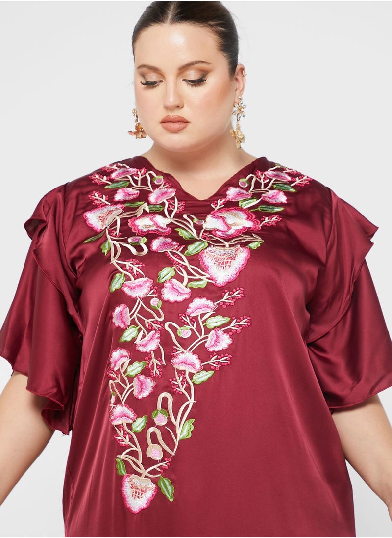 Hayas Closet Curve - Ruffle Sleeve Belted Jalabiya - Image 1