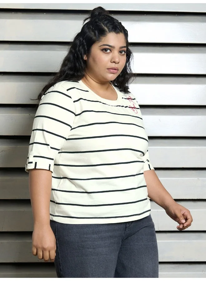 HIGH STAR  Women’s Plus Size Regular White T-shirt – Classic and Comfortable for Women | Best Price UAE