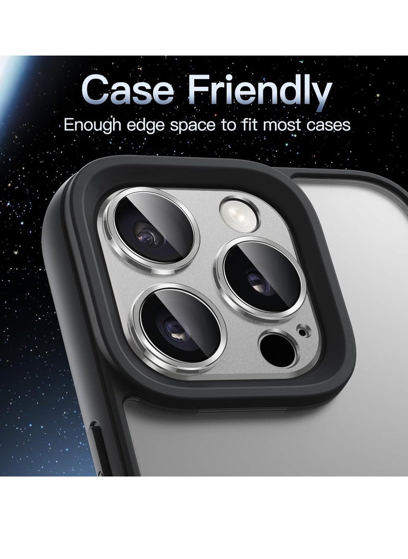 Raxoom Camera Lens Protector for iPhone 15 Pro 6.1-Inch and iPhone 15 Pro Max 6.7-Inch, Full Coverage 9H Tempered Glass Ring Cover, Matte Metal Plate, Case Friendly, 1-Pack (White) - Image 5