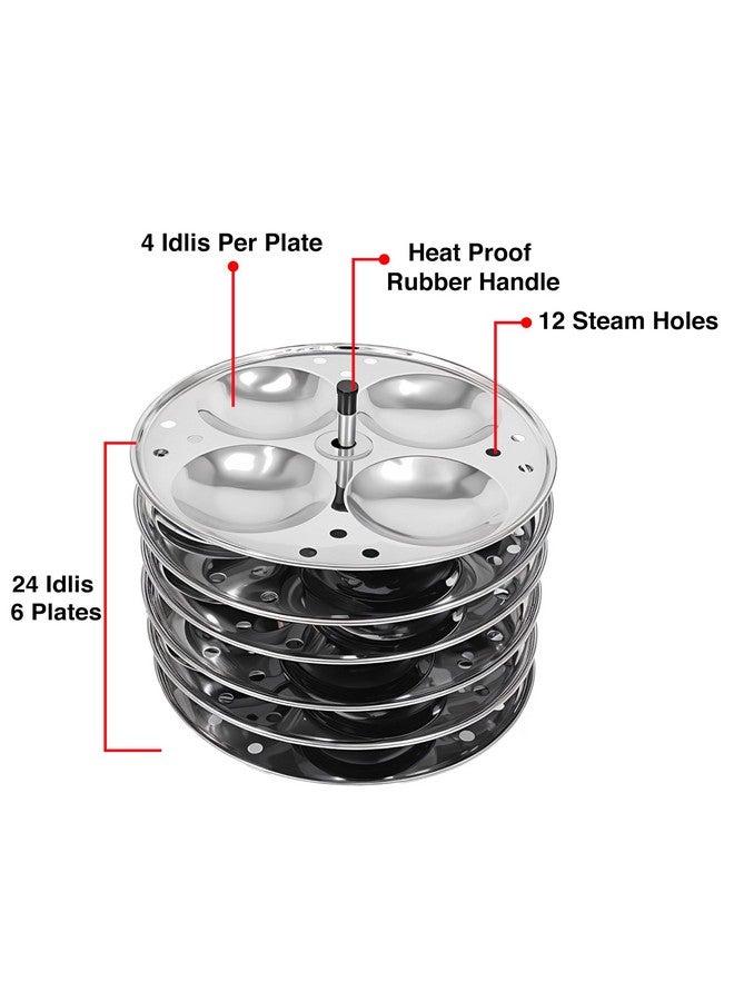 Thangam Stainless Steel Idli Maker 6 Plates 24 Idli Cooker, Large Non Stick Idly Cooker/Steamer, Silver (Silver(6 Plates)) - Image 4