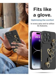 erorex Plus 2 Case For Iphone 15 Pro Max With 2 Screen Protectors Case For Women With Full Camera Lens Protection And Hand Strip Loop Silicone Heart Girly Side Shockproof Cover Iphone 15 Pro Max Black  - Image 4