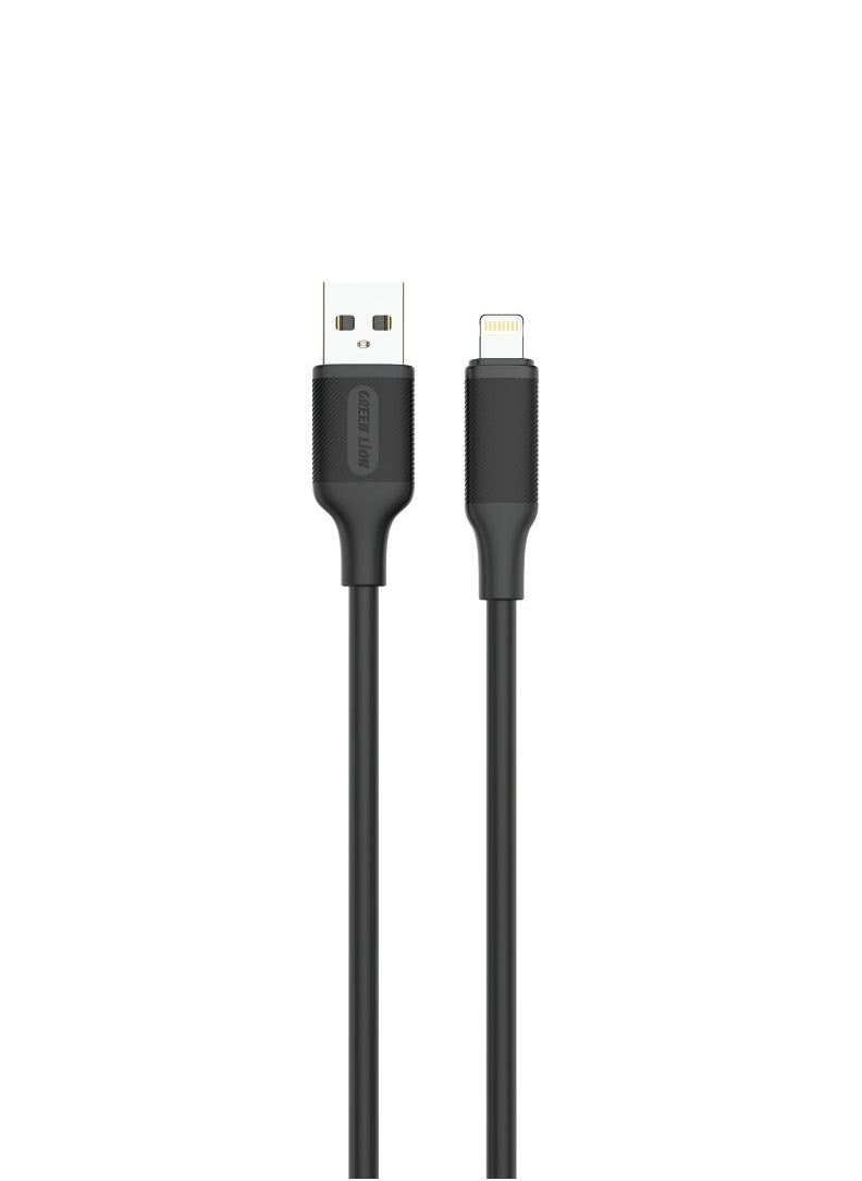 GREEN LION USB-A to Lightning PVC Cable 3M / 480mbps Transfer Speed / Quick Charge Capability / Wide Compatibility / 10000 Bends Life Span / Secure & Safe / Charge & Sync - Black  - Image 1