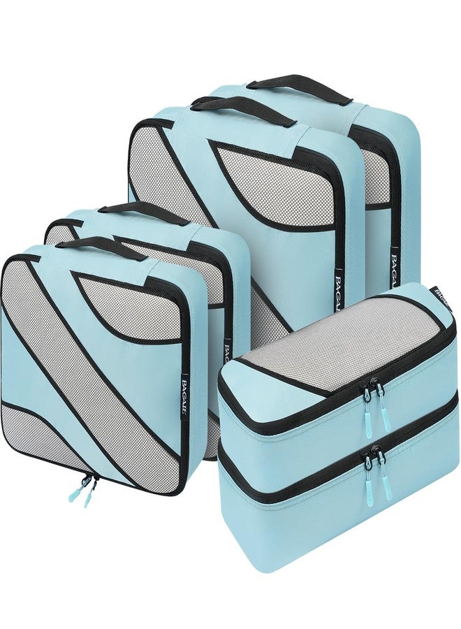 BAGAIL 6 Set Packing Cubes,Travel Luggage Packing Organizers, The Dusty Blue, 6 Set - Image 1