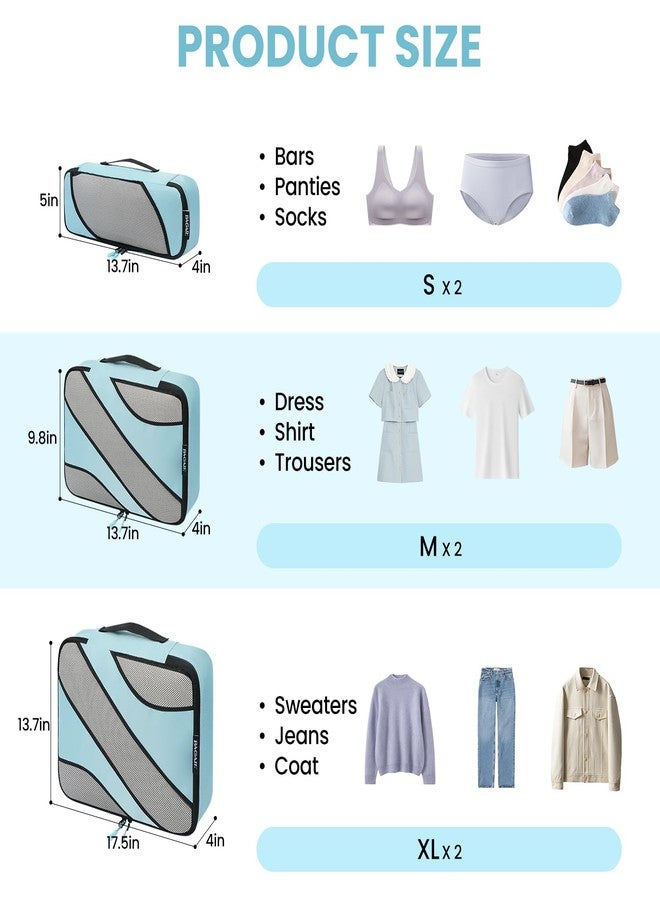 BAGAIL 6 Set Packing Cubes,Travel Luggage Packing Organizers, The Dusty Blue, 6 Set - Image 2