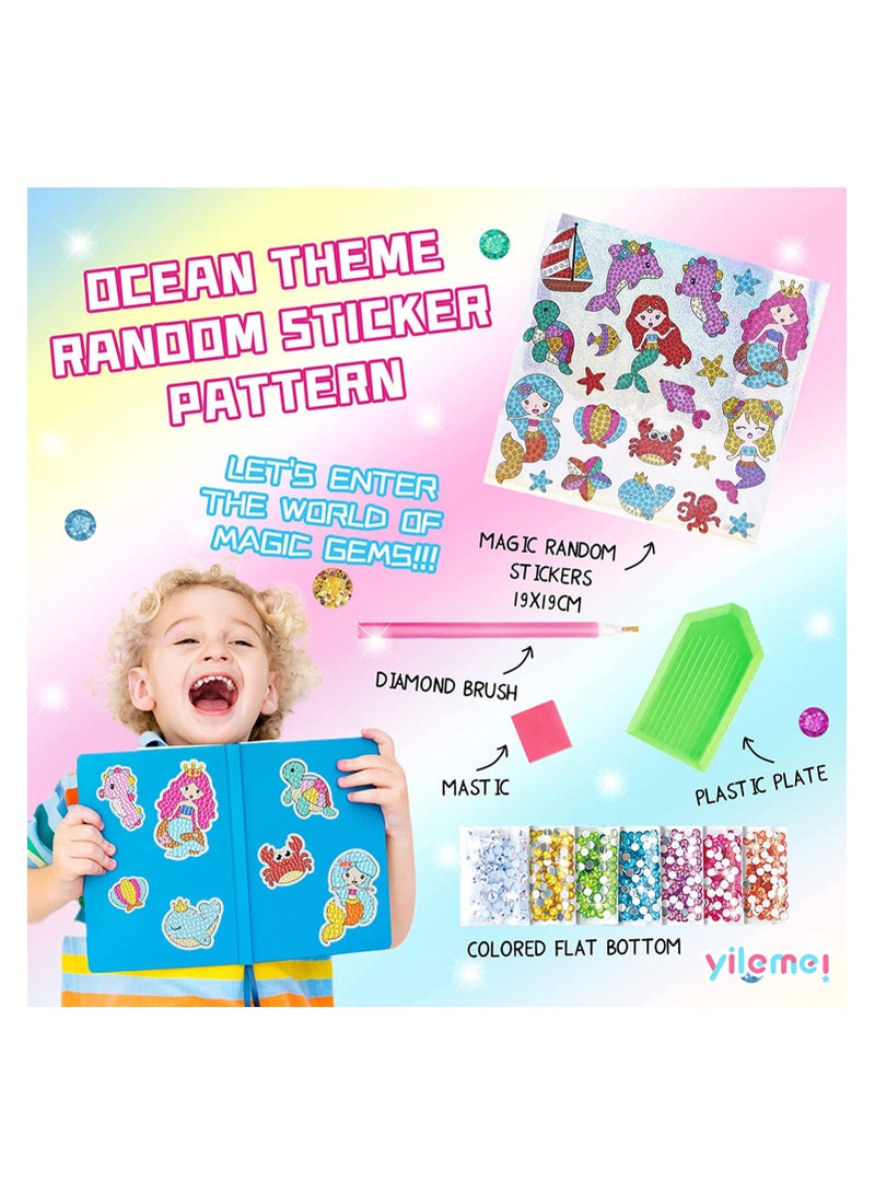 Diamond Painting Stickers Kits for Kids Paint by Numbers Diamonds for Adult Beginners DIY Gem 5D Diamond Art Mosaic Stickers for Girls (Ocean World) - Image 4