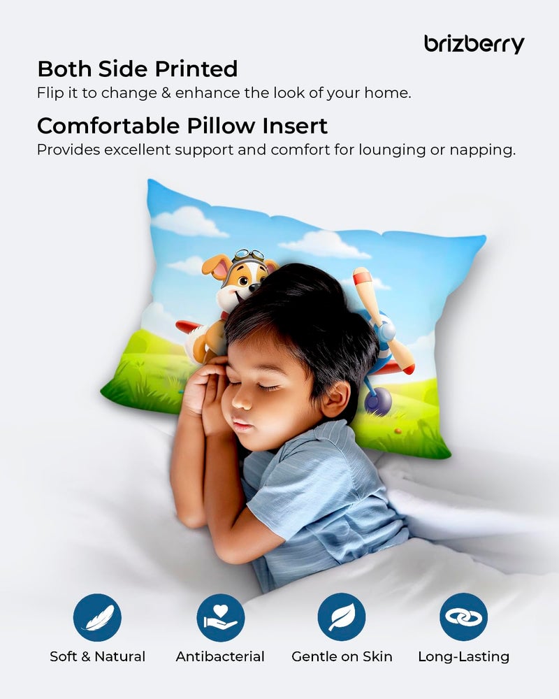Brizberry Baby Kids Pillow Cushion for 3 Years to 8 Years Super Soft Fabric Airplane Animal Cartoon Prints 12x18 inches Design 28 - Image 4