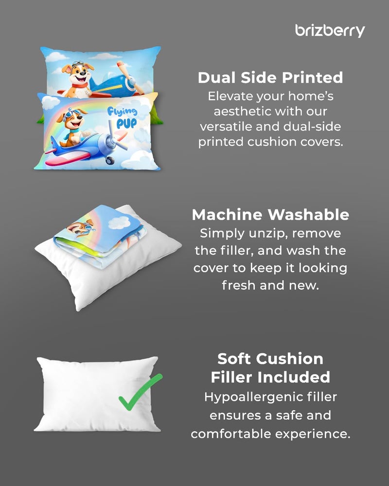 Brizberry Baby Kids Pillow Cushion for 3 Years to 8 Years Super Soft Fabric Airplane Animal Cartoon Prints 12x18 inches Design 28 - Image 3