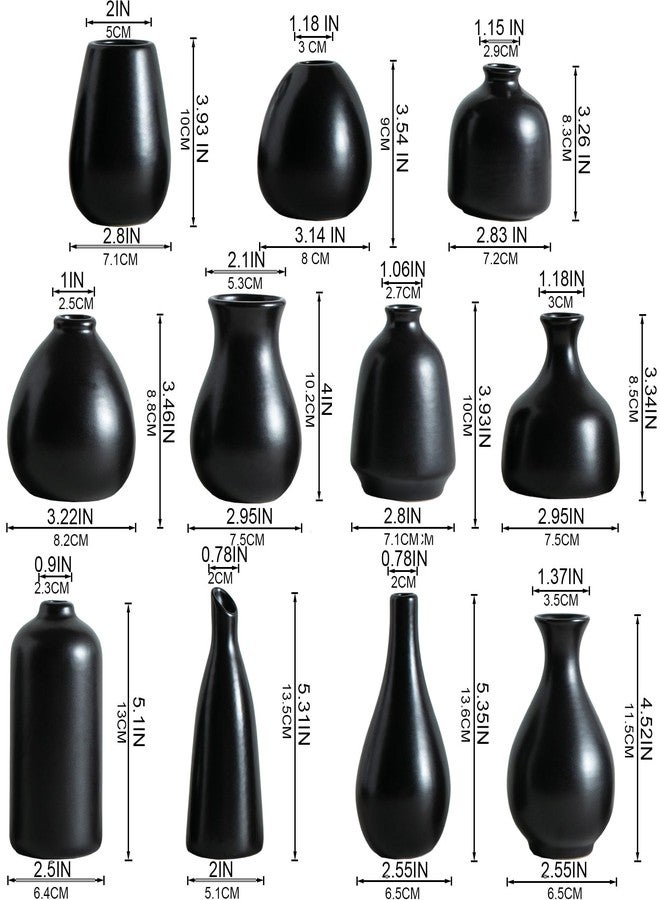 Kendiis Ceramic Bud Vases, Black Mini Vase Set of 11, Small Pottery Vases for Flowers Mini Ceramic Vases for Pampas Grass Vase Bulk for Wedding Table Centerpieces Decoration Boho Home Decor - Image 3