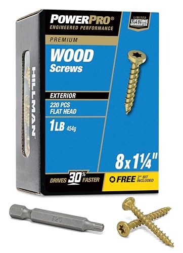 Power Pro Premium Exterior Wood Screws, #8 x 1-1/4"Inch All-Purpose Deck Screws for Outdoor Projects, T-25 Star Bit Included, Bronze, 220 Pieces | 48594V4 - Image 1