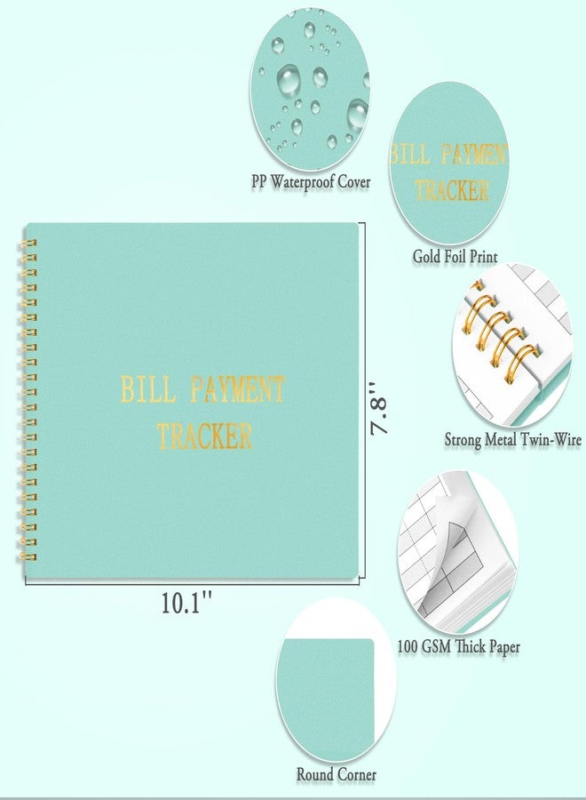 HAUTOCO Bill Tracker Notebook Monthly Bill Payment Tracker for Personal Budgeting Home Financial with 2 Storage Pocket, Payments Checklist Organizer Bill Planner 10.1 x 7.8'', Mint Green - Image 3
