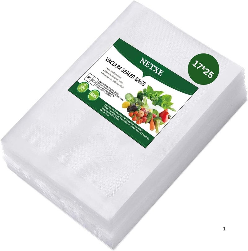 NETXE Vacuum Bags Food Vacuum Bags for Ready Food Vacuum Bags 17 25 Cm Freezer Bags Durable TearResistant BPAFree Reusable Vacuum Bags Pack Of 50 - Image 1