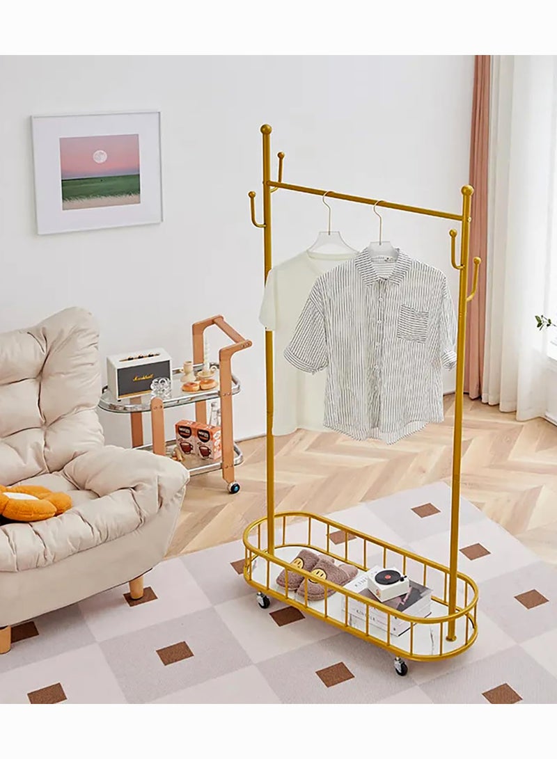 Generic Movable Metal Clothing Rack Multifunctional With Wheels 100 CM  - Image 2