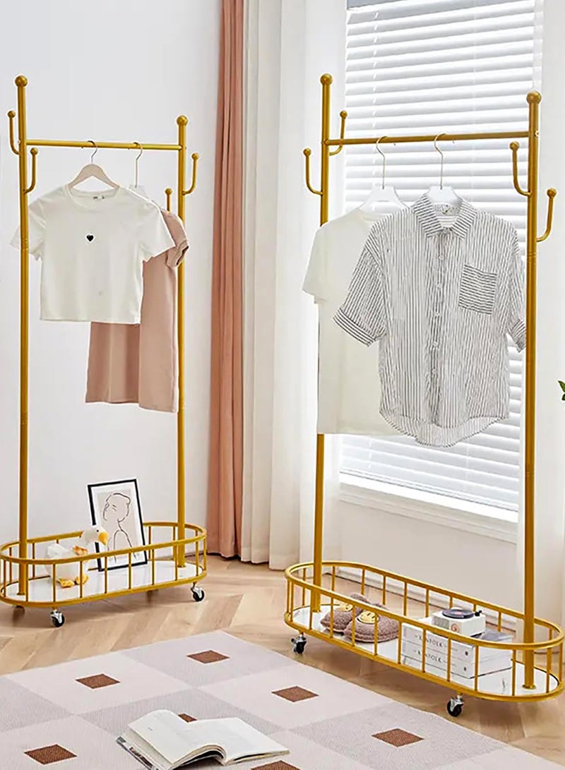 Generic Movable Metal Clothing Rack Multifunctional With Wheels 100 CM  - Image 4