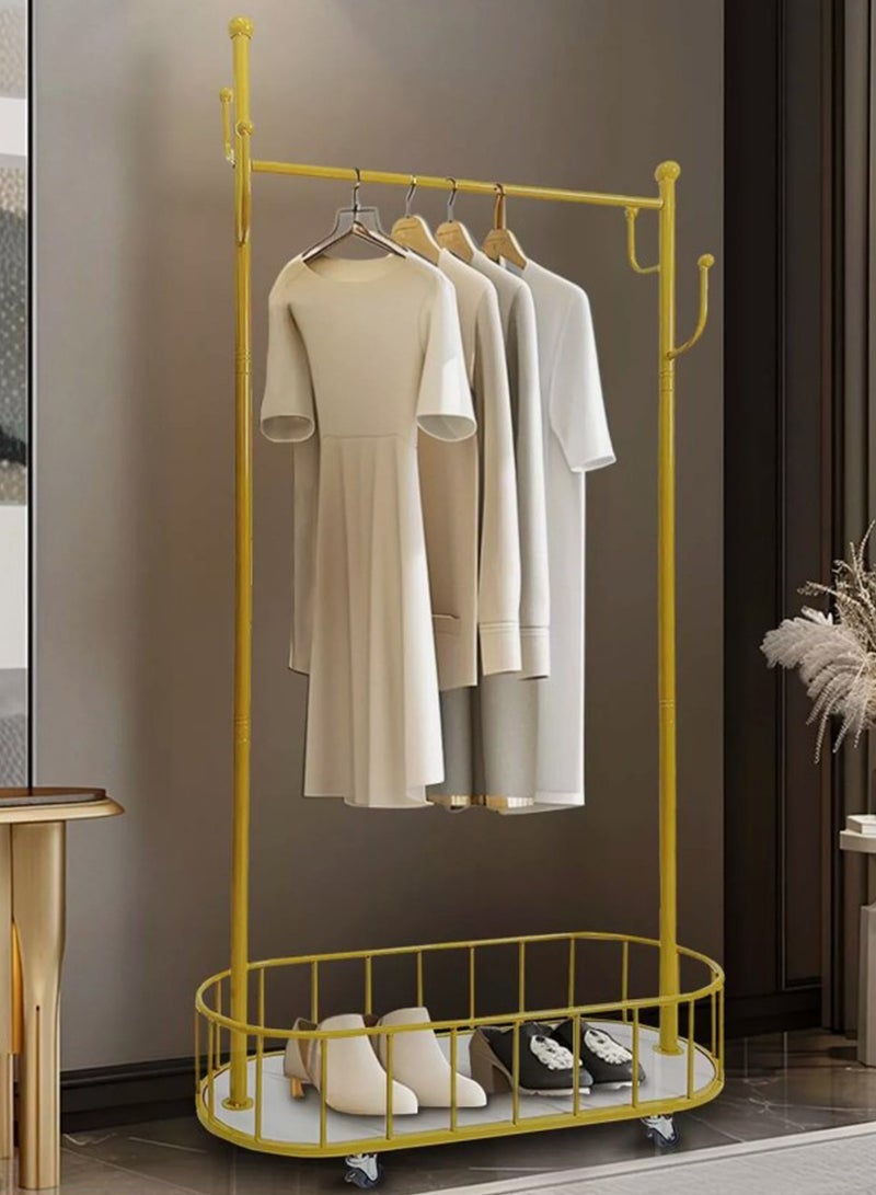 Generic Movable Metal Clothing Rack Multifunctional With Wheels 100 CM  - Image 5