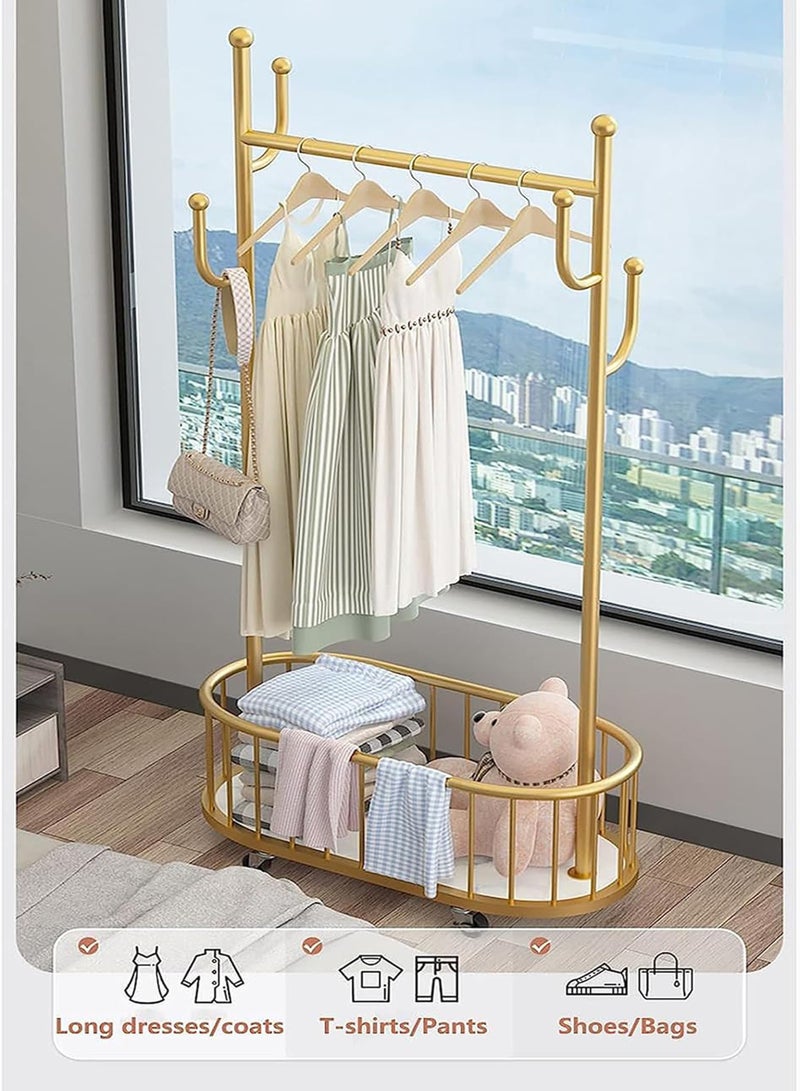 Generic Movable Metal Clothing Rack Multifunctional With Wheels 100 CM  - Image 3