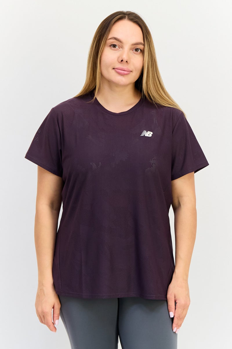 New Balance Women Sportswear Fit Short Sleeves Training T-Shirt, Purple - Image 1