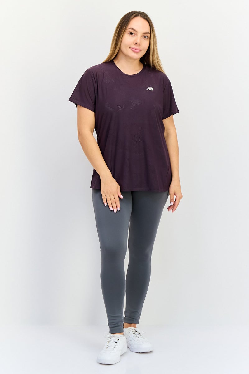 New Balance Women Sportswear Fit Short Sleeves Training T-Shirt, Purple - Image 3