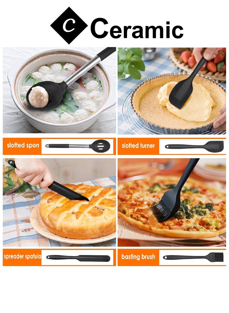 CERAMIC - Cooking Utensils Set 40 Pcs Non stick Stainless Steel Handle Kitchen Sets for home And Gifts - Image 1