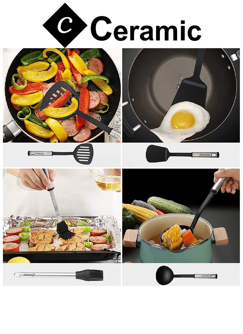 CERAMIC - Cooking Utensils Set 40 Pcs Non stick Stainless Steel Handle Kitchen Sets for home And Gifts - Image 1