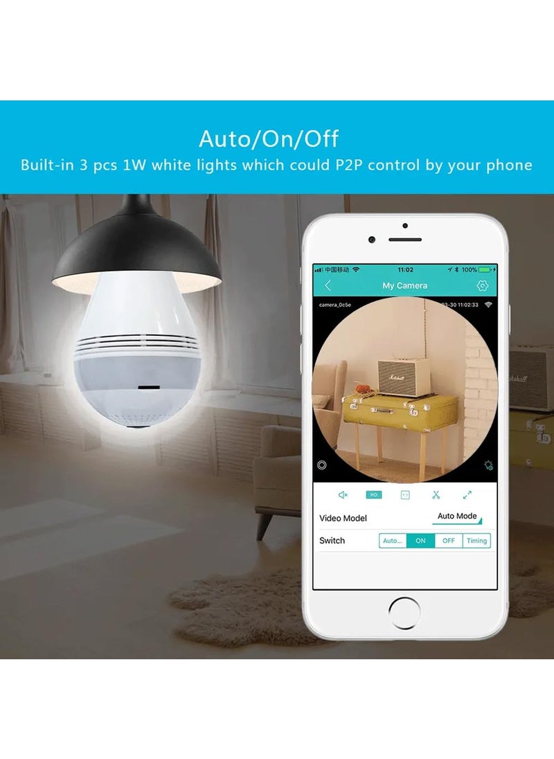 TECHNOVIEW TECHNOVIEW WiFi HD 2MP Indoor Security Dome Bulb Shape Camera with Motion Detectio Light Vision Two Way Audio Live View Support Upto 64GB SD CardWork with Electricity Only  - Image 3