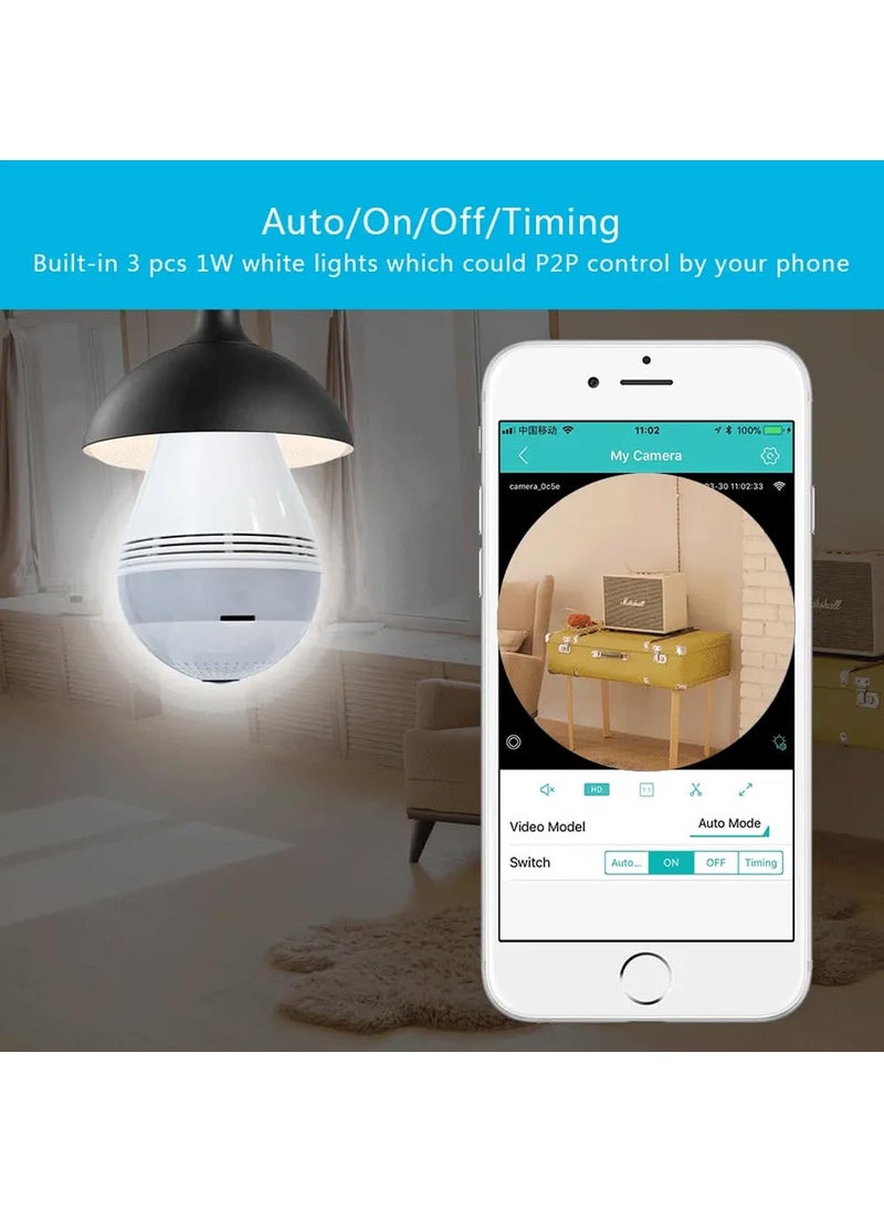 TECHNOVIEW TECHNOVIEW WiFi HD 2MP Indoor Security Dome Bulb Shape Camera with Motion Detectio Light Vision Two Way Audio Live View Support Upto 64GB SD CardWork with Electricity Only  - Image 5