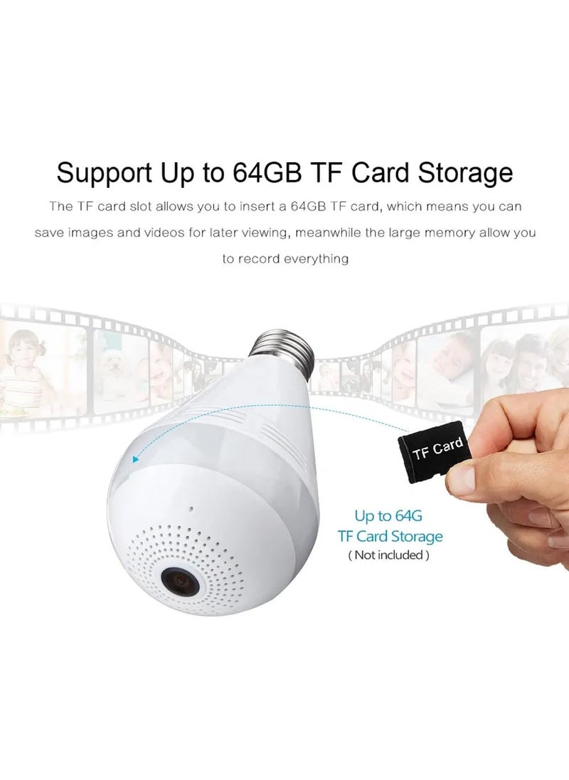 TECHNOVIEW TECHNOVIEW WiFi HD 2MP Indoor Security Dome Bulb Shape Camera with Motion Detectio Light Vision Two Way Audio Live View Support Upto 64GB SD CardWork with Electricity Only  - Image 4