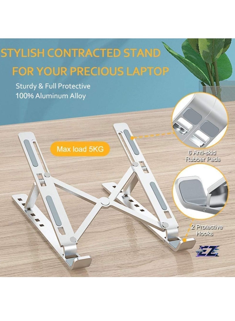 ELTRAZONE Creative Foldable Height Adjustable Laptop Stand with Ergonomic Design & Overheating Protection (Silver) - Image 2