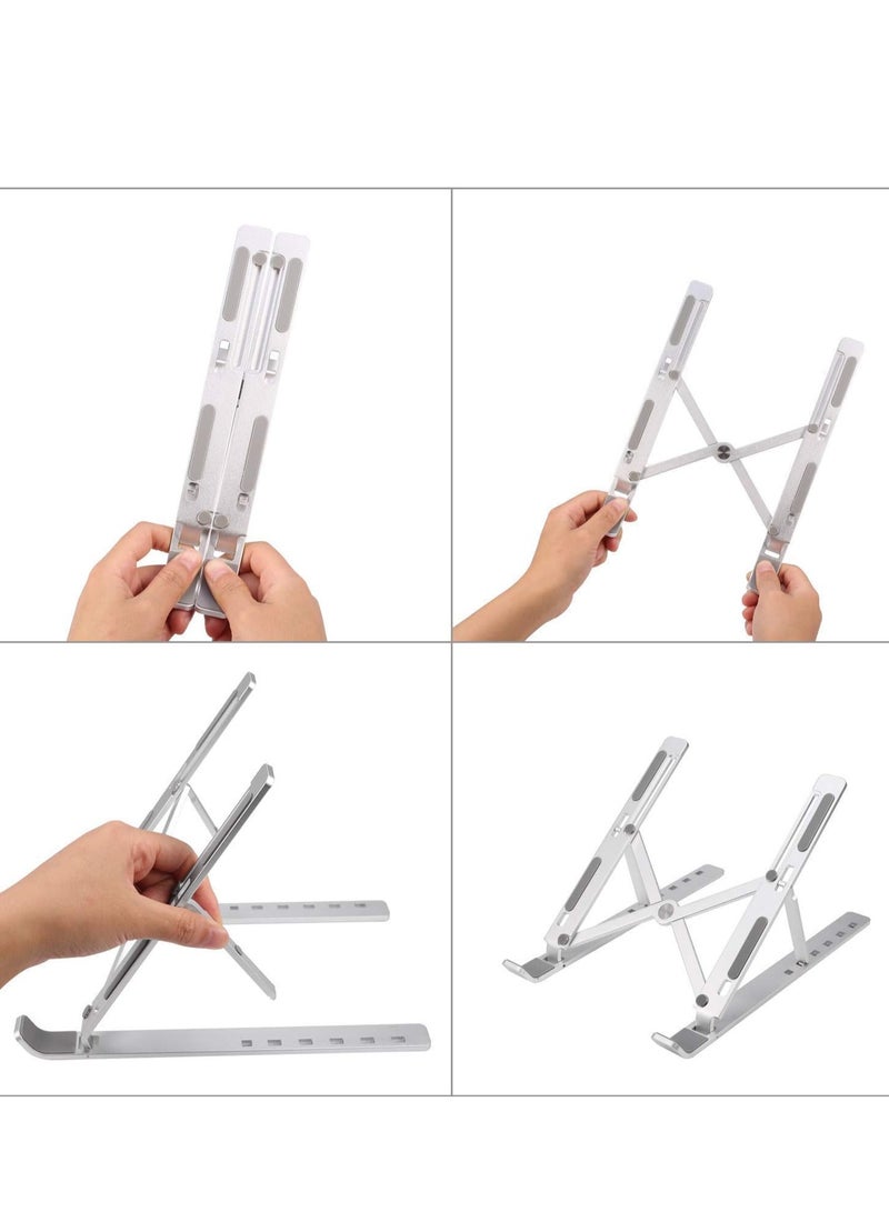 ELTRAZONE Creative Foldable Height Adjustable Laptop Stand with Ergonomic Design & Overheating Protection (Silver) - Image 3