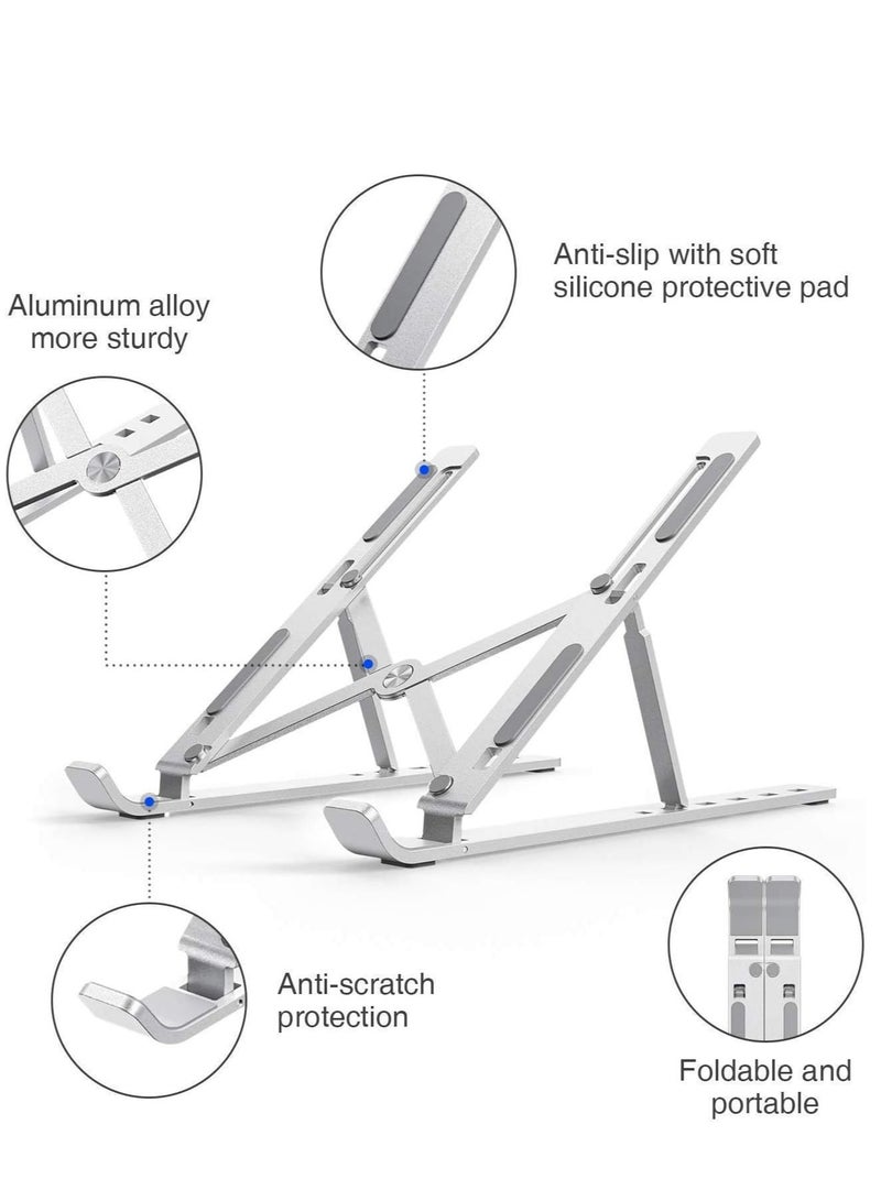 ELTRAZONE Creative Foldable Height Adjustable Laptop Stand with Ergonomic Design & Overheating Protection (Silver) - Image 4