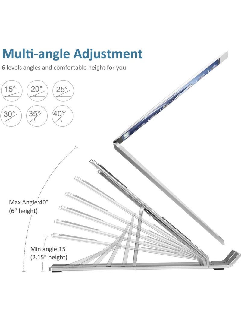 ELTRAZONE Creative Foldable Height Adjustable Laptop Stand with Ergonomic Design & Overheating Protection (Silver) - Image 5
